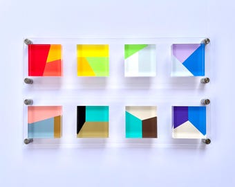 Acrylic Geometric Wall Sculpture: Custom 3D Panel Art