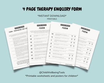 Therapy Session Enquiry Form: Printable Questionnaire (Digital Download)