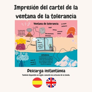 VENTANA DE TOLERANCIA impresión digital Niños Aula Cartel Niños Arte Trabajo Social Ayuda Consejero Escolar Educativo Imprimible Padres