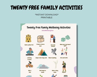 Family Activities Print | Wellbeing Poster, Kids Classroom Decor (Digital Download)