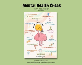 Mental Health Check Poster | Children's Room, Classroom (Digital Print)