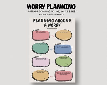 Worry Planning Worksheet for Kids, Stress Management (Printable PDF)