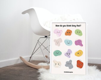Poster graphique des sentiments | Salle de classe pour enfants, aide au travail social (impression numérique)