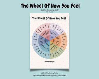 Feelings Wheel Printable, Kids Emotions Chart (Digital Download)