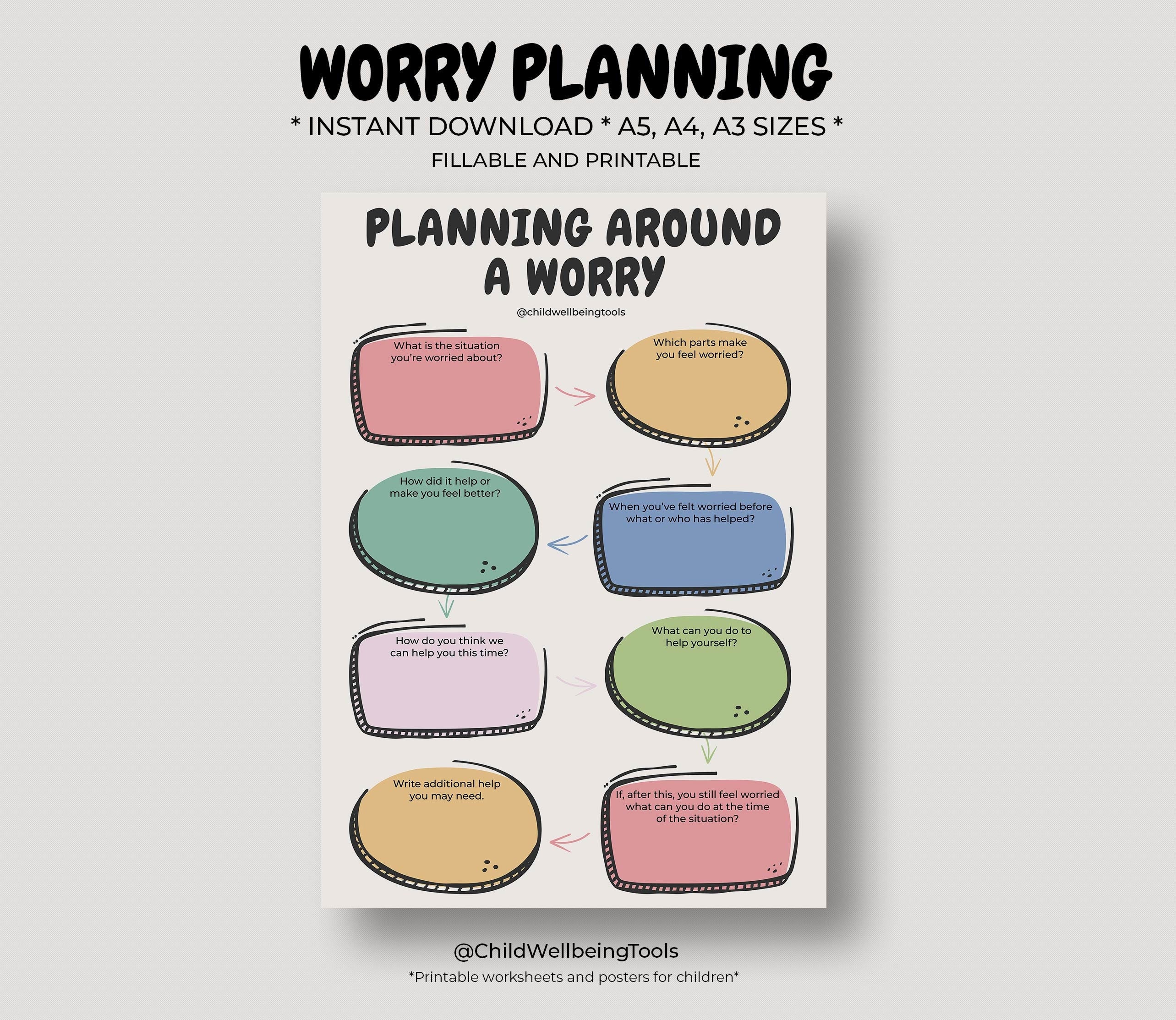 worry-planning-printable-worksheet-for-kids-stress-management-etsy-uk