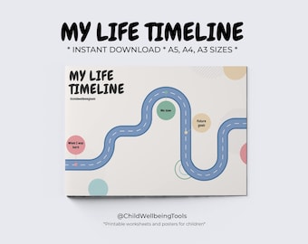 Kids Life Timeline Worksheet, Self Reflection Activity (Digital Download)