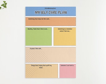 Self Care Plan Printable, Therapy Support Tool (Digital Download)