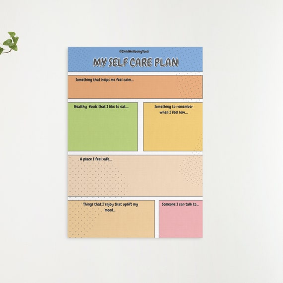 Self Care Plan Printable, Therapy Support Tool (Digital Download)