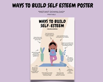 Self Esteem Poster for Children, Social Work Tool (Digital Download)