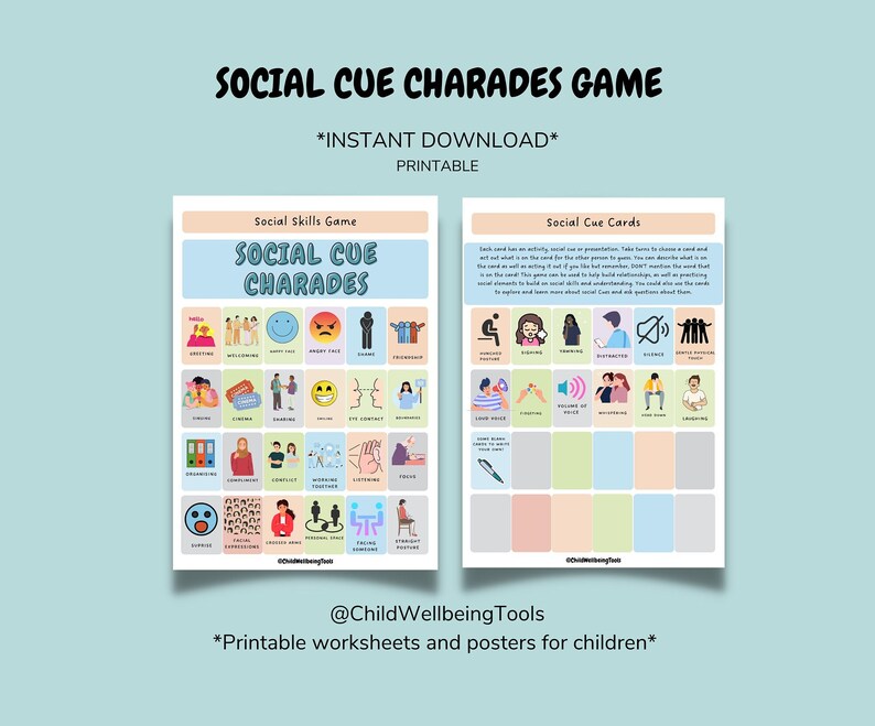Social Cue Game DIGITAL GAME, Printable ASD Support Game Counselling Classroom Relationships