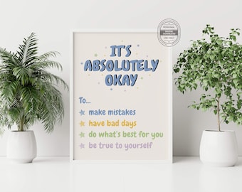 Self Love Affirmations Print, Kids Classroom Decor (Digital Download)