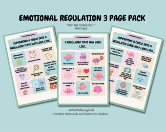 Emotional Regulation Chart Printable Set for Kids (Digital Download)