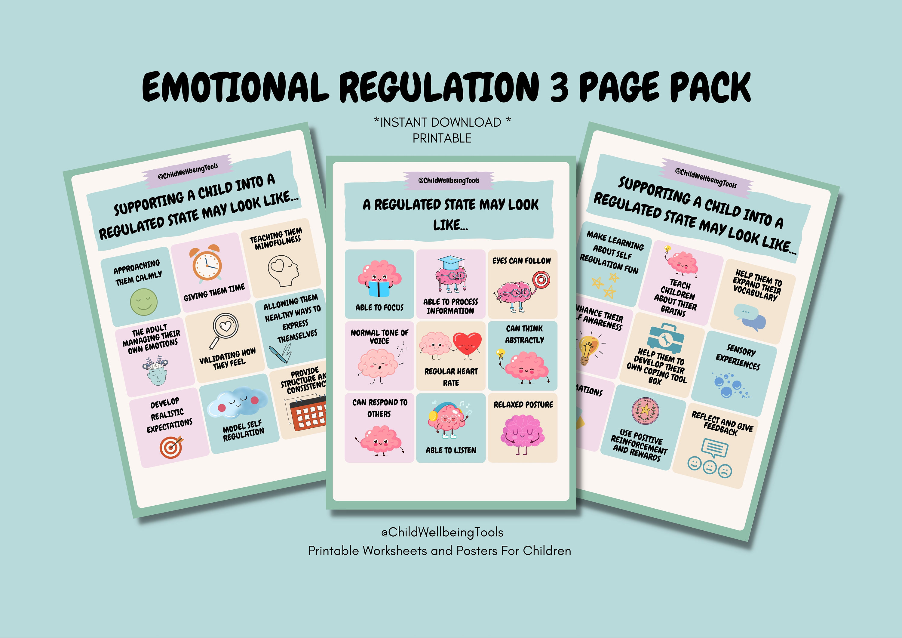 Emotional Regulation Pack Bundle DIGITAL Three Page Pack Emotional ...
