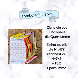 Tombola savings game - 10, 20 or 30 tickets with matching tracker - envelope method