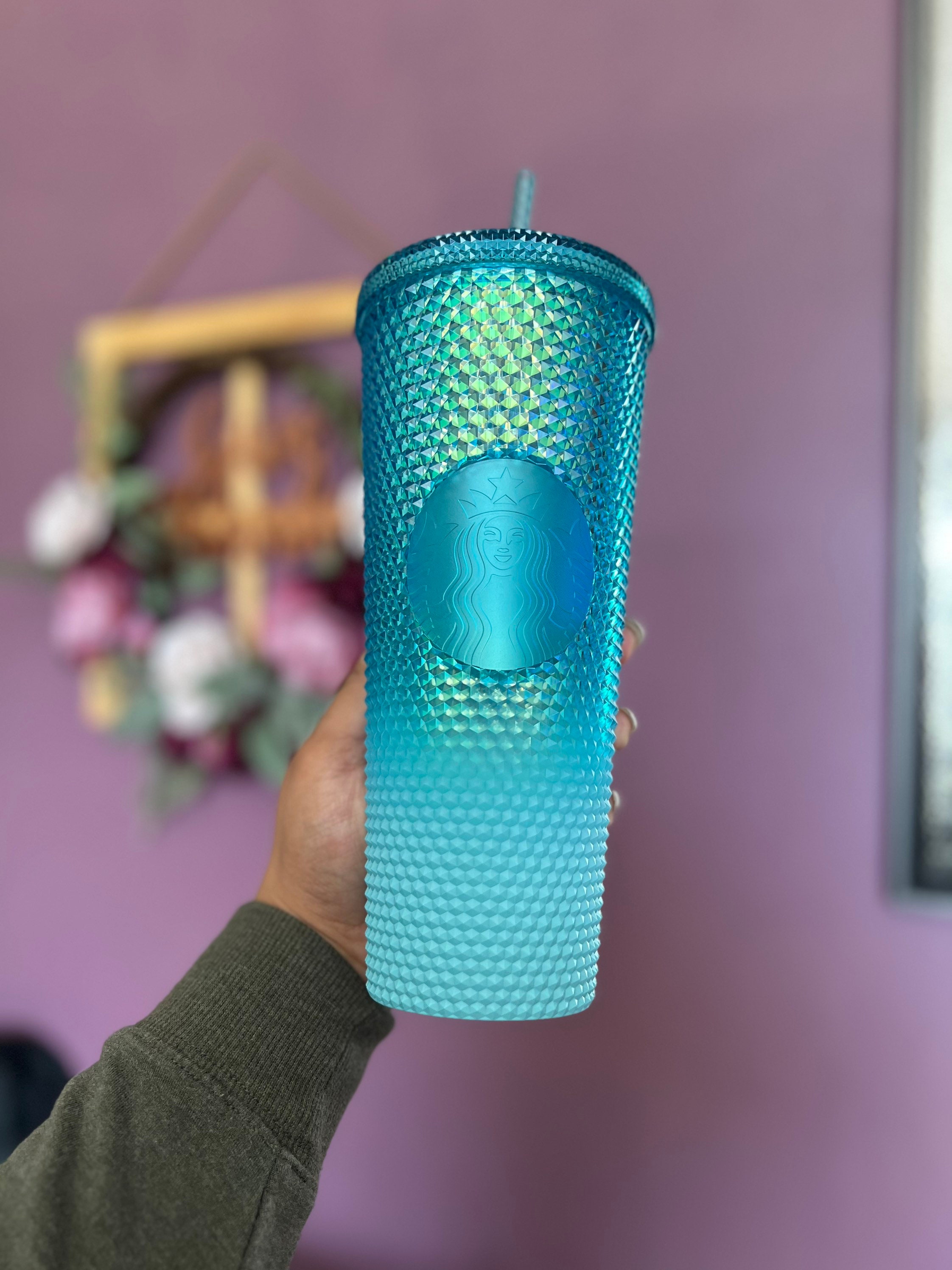 STARBUCKS 2022 Summer COLD CUP RECYCLED GLASS Blue Tumbler 16oz