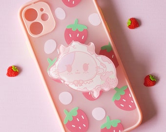 Pastel Cat Cow Phone Grip: Kawaii Acrylic Griptok Accessory