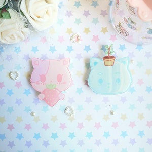 Pastel the Cat & Plant the Cat Mobile Phone Grip, Griptok, Kawaii Cute Phone Grip, Phone Accessory