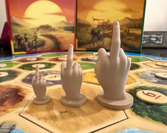 Catan Robber Middle Finger Replacement Piece Multiple Sizes - Funny Board Game Add-On