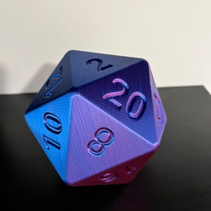 Large D20 Dice 3D printed for Tabletop Roleplaying DND