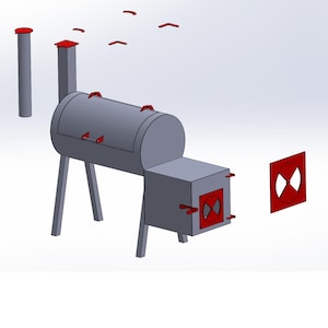 DXF FILES for Smoker or BBQ Pit Parts - air intake, hinges, handles, stack caps, latches
