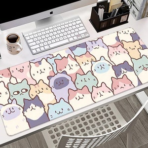 Large Cute anime gaming japanese desk mat mouse mat desk pad mouse pad / desk mat / mouse mat / desk pad / pink blue desk mat / keyboard mat