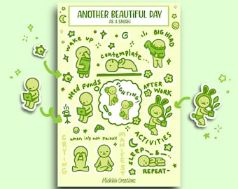 Smiski Waterproof Sticker Sheet | Funny Daily Life Art