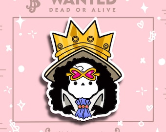 Wanted Pirate Musician Vinyl Sticker | Anime Skeleton