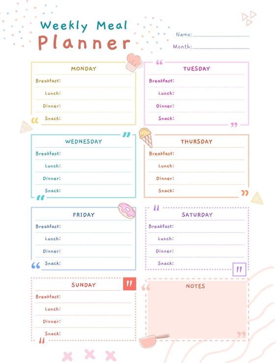 Meal Plan/meal Planner/meal Planner Printable/meal Plan Template