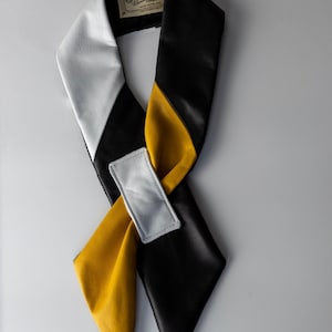 Yellow, Black & White Leather Scarf