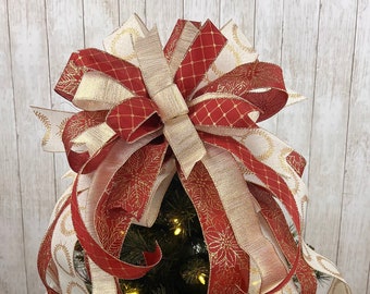 Christmas Tree Topper, Christmas Bow, Christmas Wreath Bow, Christmas Lantern Bow, Christmas Decoration, Wreath Embellishment