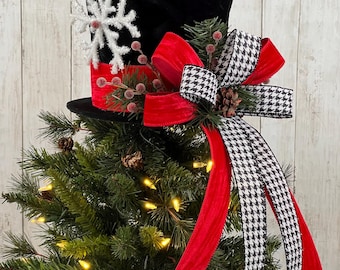Christmas Tree Topper, Snowman Hat Tree Topper, Christmas Tree Decorations, Christmas Decoration, Tree Topper, Christmas Ornament