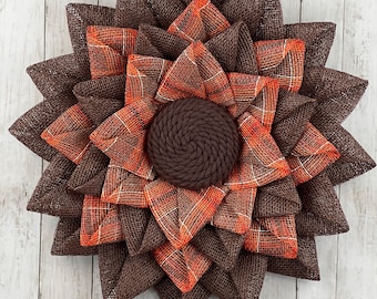 Fall Wreath for Front Door, Autumn Wreath for Front Door, Flower Wreath for Front Door, Poly Burlap Flower, Flower Decor, Fall Decoration