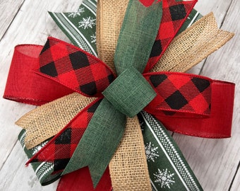Christmas Wreath Bow, Christmas Bow, Christmas Swag Bow, Christmas Lantern Bow, Christmas Decoration, Wreath Embellishment