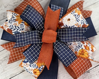 Fall Wreath Bow, Fall Bows for Wreaths, Fall Swag Bow, Fall Lantern Bow, Fall Decoration, Wreath Embellishment, Pumpkin Wreath Bow