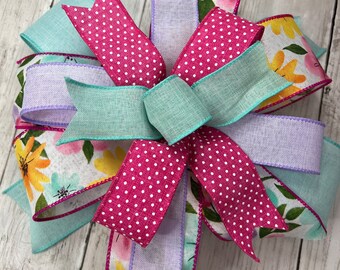 Spring Wreath Bow, Spring Bows for Wreaths, Basket Bow, Spring Swag Bow, Spring Lantern Bow, Spring Decoration, Wreath Embellishment