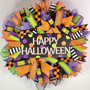 Halloween Wreath for Front Door, Happy Halloween, Halloween Decor, Halloween Decoration, Halloween Deco Mesh Wreath, Deco Mesh