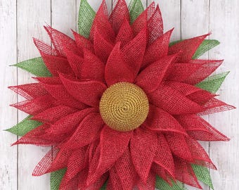Christmas Wreath Front Door Poinsettia, Poinsettia Wreaths Front Door, Christmas Door Decor Poinsettia, Winter Wreath With Poinsettias