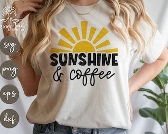Retro Sunshine And Coffee SVG | Coffee Quote SVG | Coffee And Sunshine Svg | Svg Cut File For Cricut and Silhouette | Svg Png Eps Dxf