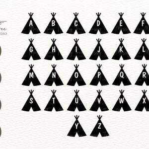Teepee Alphabet Set | Teepee SVG | Adventure Alphabet SVG | Monogram Letters Svg | Svg Cut File For Cricut and Silhouette | Svg Png Eps Dxf