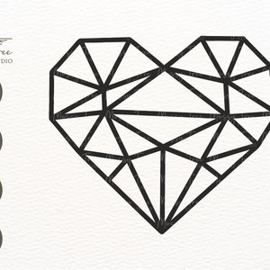 Geometrisch hart SVG | Geometrische SVG | Abstracte hartvorm PNG | Liefde hart SVG | Svg-bestand knippen voor Cricut en silhouet | Svg Png Eps Dxf