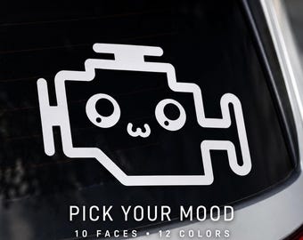 Check Engine Light Emoji Vinyl Decal – Car Window & Truck Sticker