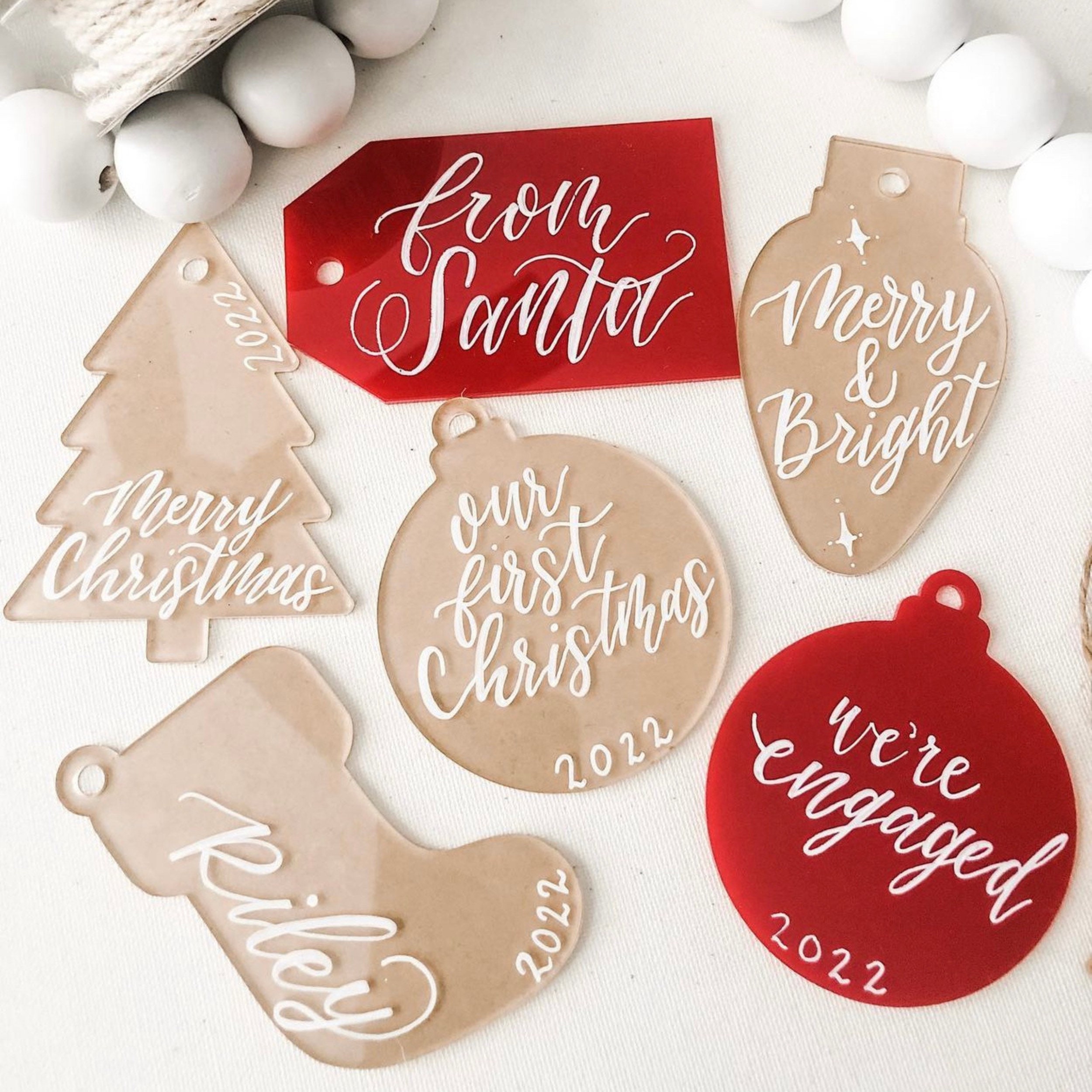 Classic Red Gift Tag Acrylic Blank Decorative Gift Tag Stocking Tag