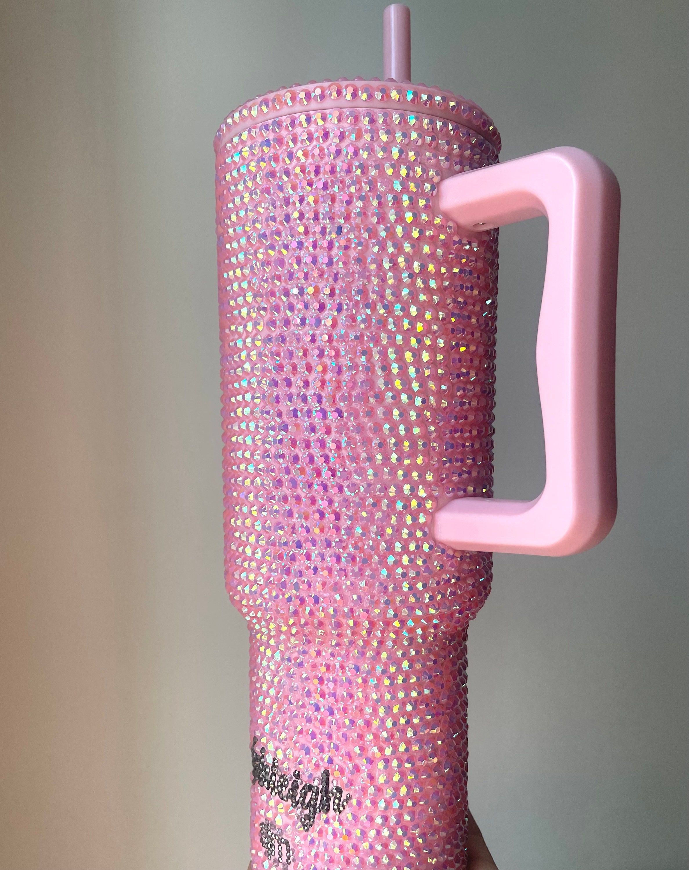 40 oz Rhinestone Tumbler, custom tumbler, bling tumbler, hot pink, simple  modern tumbler, WarrenDesignsTX