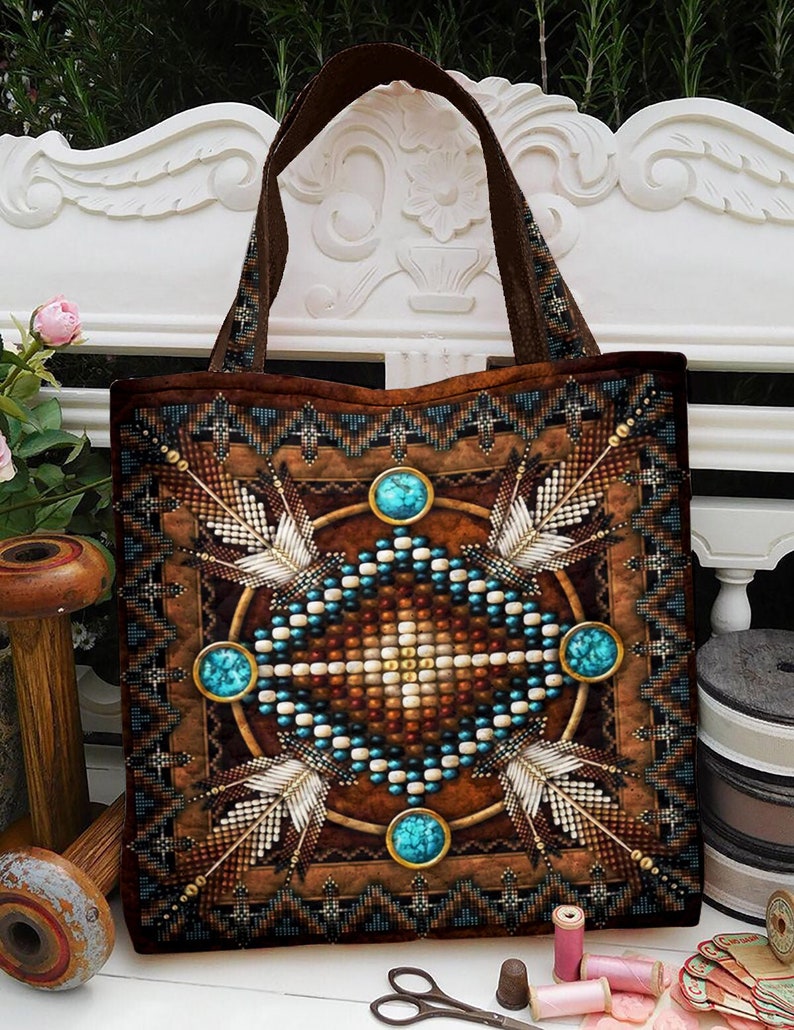 Native American Quilted Tote Bag Native American Lover Gift Etsy