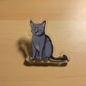Sassy Russian Blue Cat Acrylic Pin