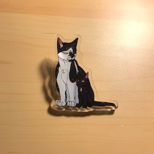 Kitten and Mom Cat Acrylic Pin
