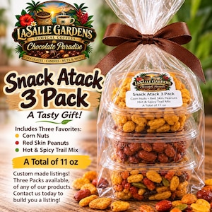 Snack Attack 3-pack, majsnötter, röda jordnötter, stark och kryddig trailmix, totalt 340 g. Låt oss bygga en åt dig! Från våra produkter.
