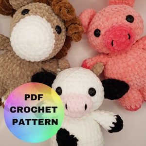 Farm Friends Crochet BUNDLE / Crochet Cow Pattern / Crochet Pig Pattern / Crochet Horse Pattern