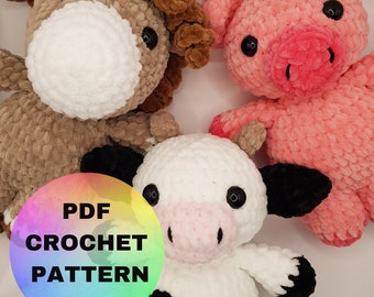 Farm Friends Häkelarbeit BUNDLE / Kuh Häkelanleitung / Schwein Häkelanleitung / Pferd Häkelanleitung