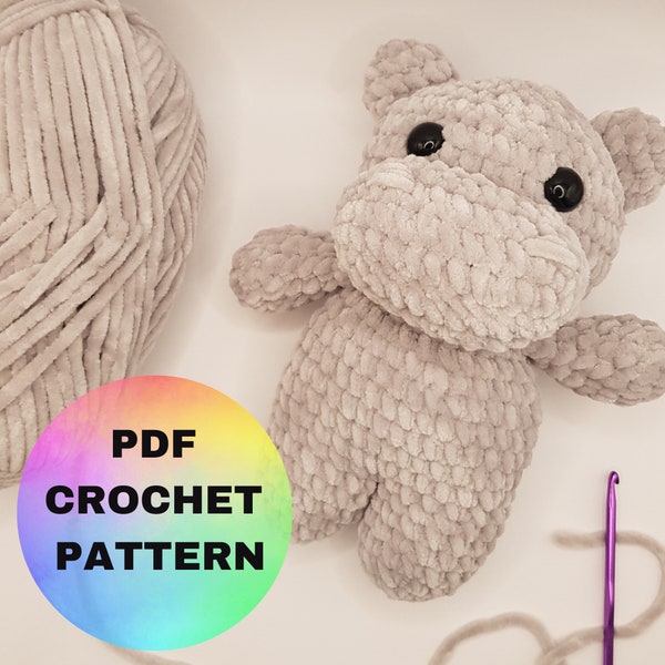 Crochet Hippo Pattern / Hippo Pattern / Amigurumi Hippo